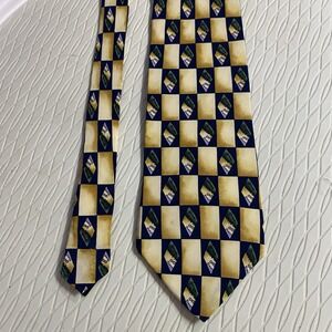 Cocktail Collection 100% silk Tie Yellow/Navy Blue/Green-made in Mexico3.75"x60"
